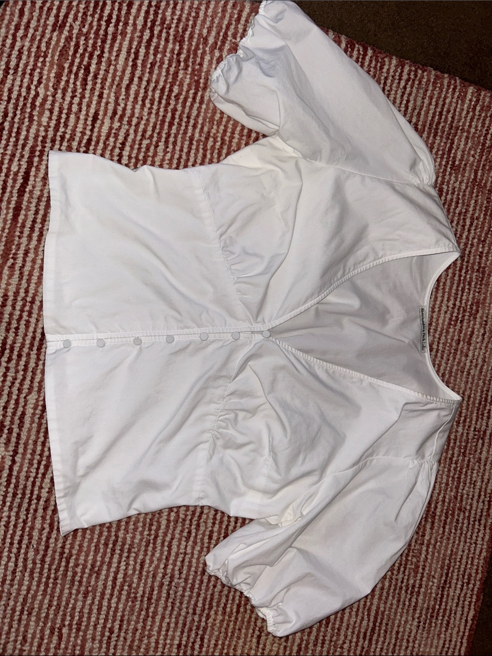Abercrombie & Fitch White V-Neck Puff Sleeve Blouse - Picture 3 of 5